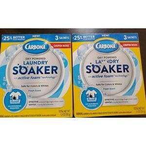 Carbona Oxy Powered Laundry Soaker 3 Sachets 5.3 oz box FRESH SCENT 2 (TWO)